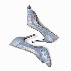 HOT TOMATO โRed Carpetโ Stiletto Rhinestone Glitter Heels Silver/Gold Size 7-1/2